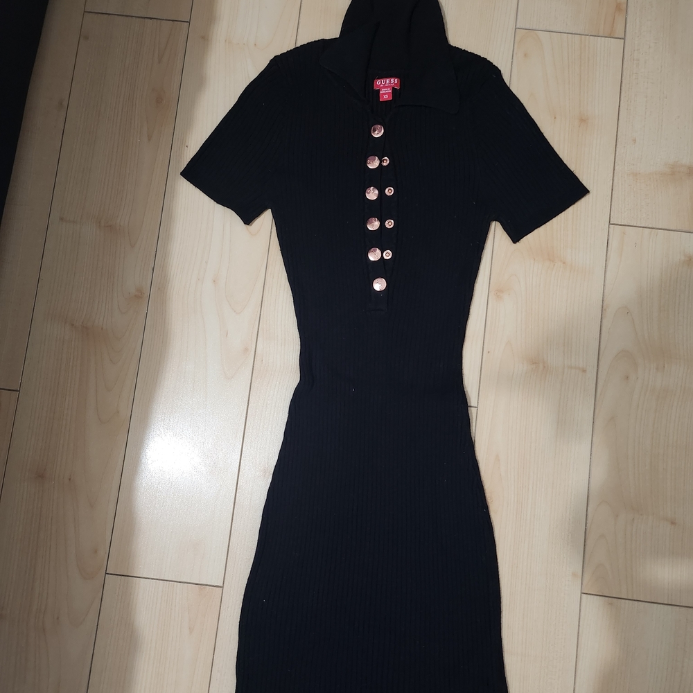 Guess Black Button-Up Mini Dress